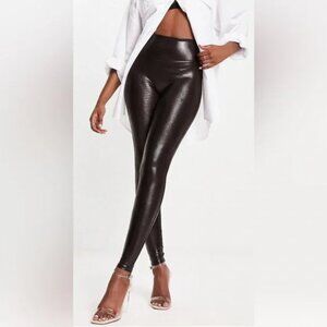 Spanx Faux Leather Croc Leggings Brown/Black M